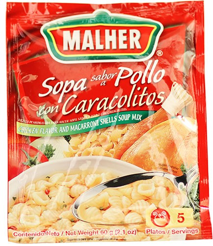 Chicken Flavor and Macaroni Shell Soup Mix Malher 2.1 Ounces