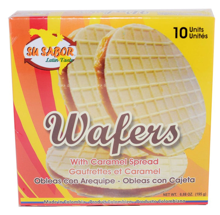 Obleas con Arequipe SUSABOR 10 Unidades, WAFER WITH CARAMEL SPREAD